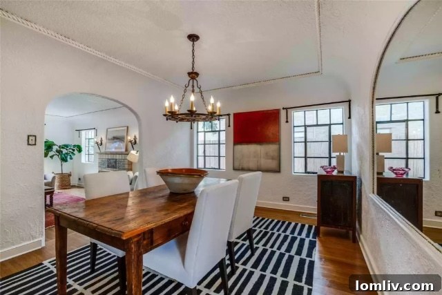 Own a Historic Hutsell Masterpiece in Lakewood 10 Detailed interior shot of a Hutsell home, showcasing intricate craftsmanship