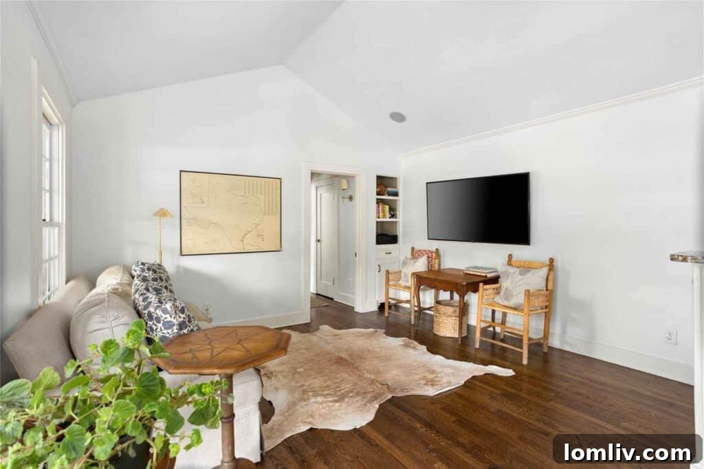 Elegant Guest House Exterior on a Spacious Ryan Place Property, offering privacy and income potential