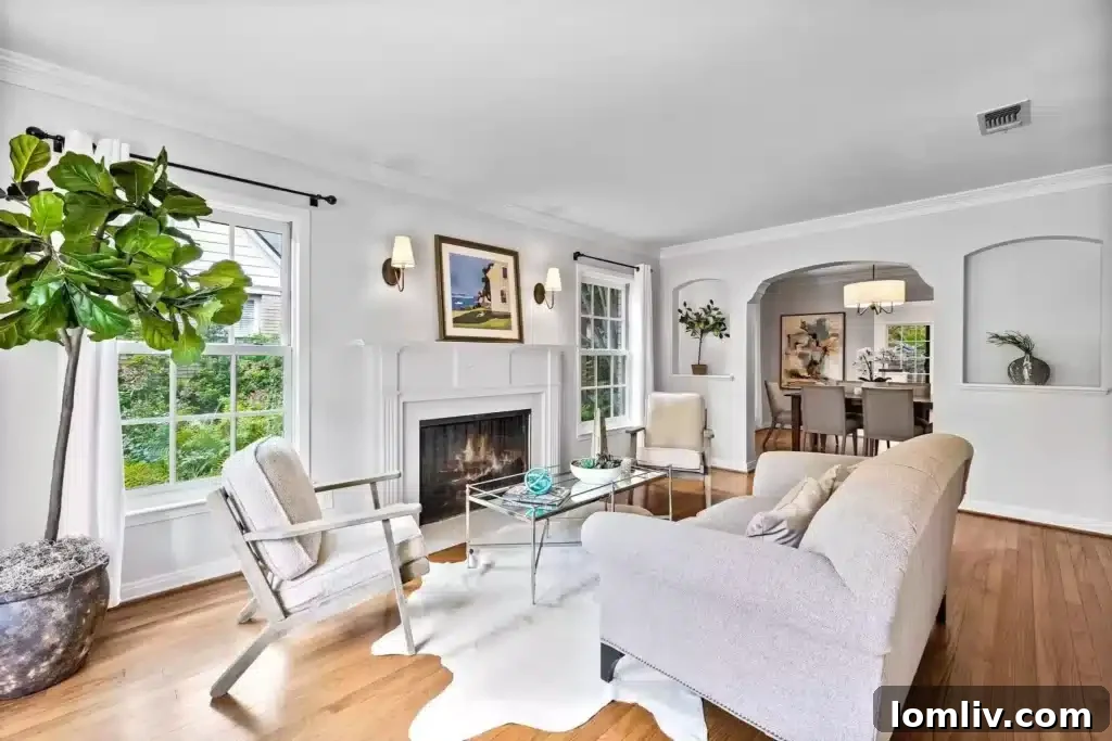 Detailed view of the elegant crown molding and interior design