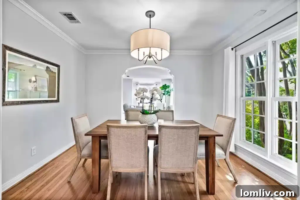 Formal dining room transitioning to the modern kitchen