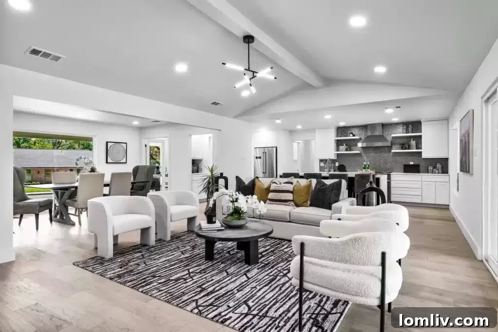 Luxurious living area with new wood floors