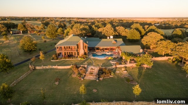 A panoramic view of the ranch, highlighting its vastness and diverse features.