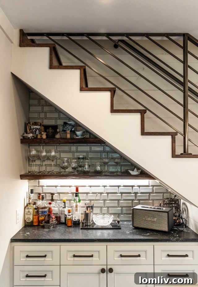 Custom Wet Bar with Live-Edge Shelves