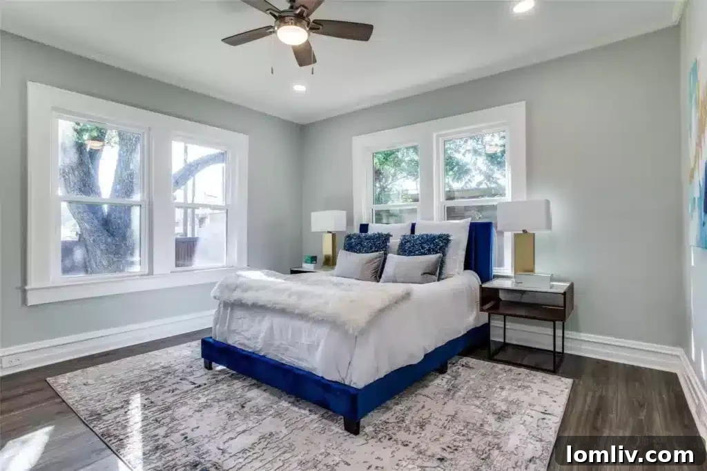 Bright and spacious bedroom at 610 Cedar Hill Avenue, featuring new luxury vinyl plank flooring