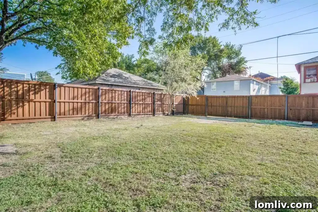 Spacious backyard offering ample space for future expansion and ADU potential at 610 Cedar Hill Ave