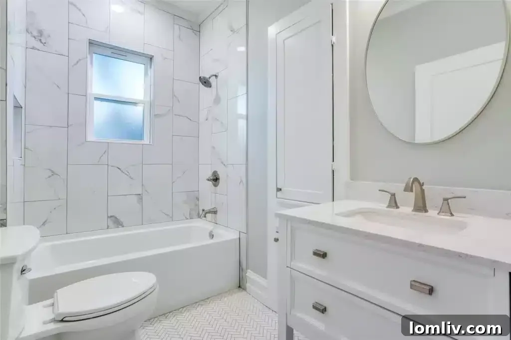 Spa-like second bathroom in the historic 610 Cedar Hill Avenue home