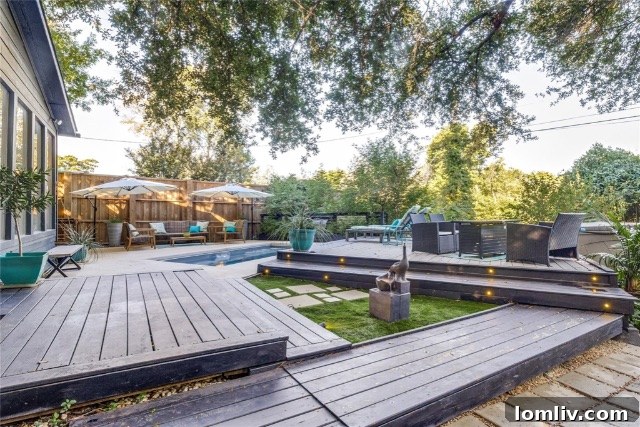 Outdoor living space with stylish pool and decking