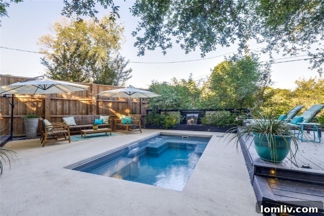 Beautifully designed backyard with modern pool