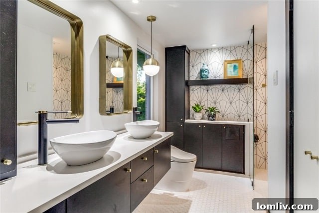 Contemporary bathroom with stylish tile work