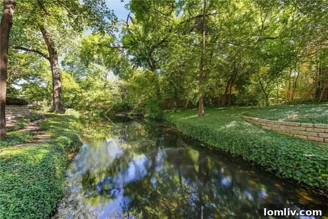 Tranquil pond feature in the meticulously designed backyard