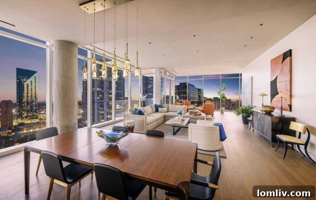 Private balcony with stunning views of the Dallas skyline from HALL Arts Residences