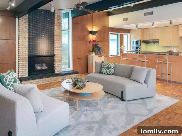 Unique architectural details and natural materials inside the Ju-Nel home