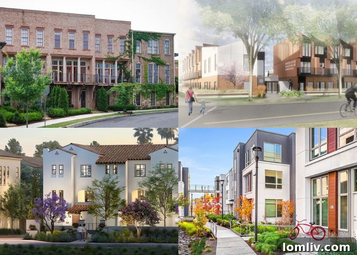 Diverse examples of missing middle housing architectures.