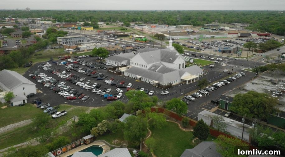 Aerial view showing the Shoreline lot and adjacent residential properties.