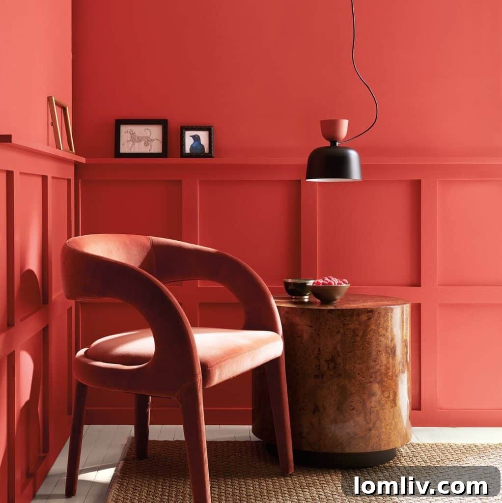 Benjamin Moore's Raspberry Blush invigorates walls and accent furniture