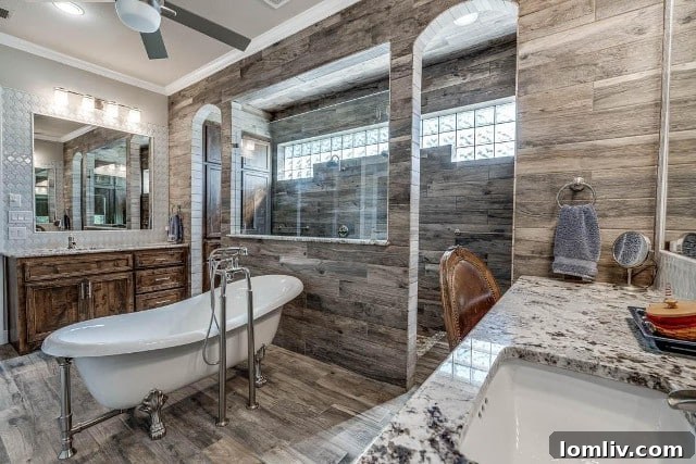 Elegant Primary Bathroom with Clawfoot Tub and Large Shower