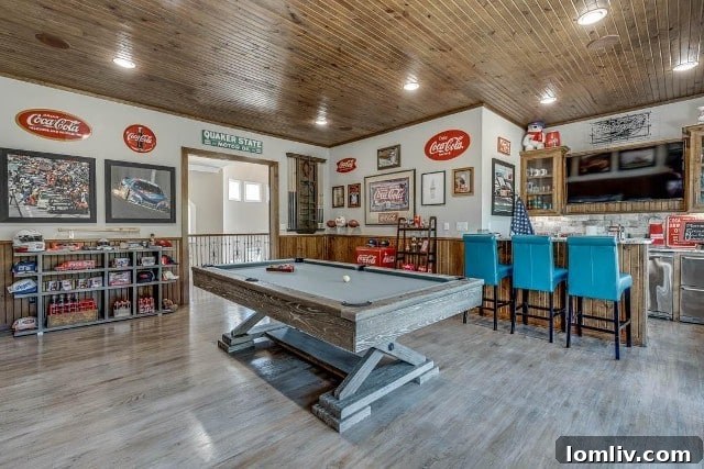 Billiards and Wet Bar in Luxury Game Room