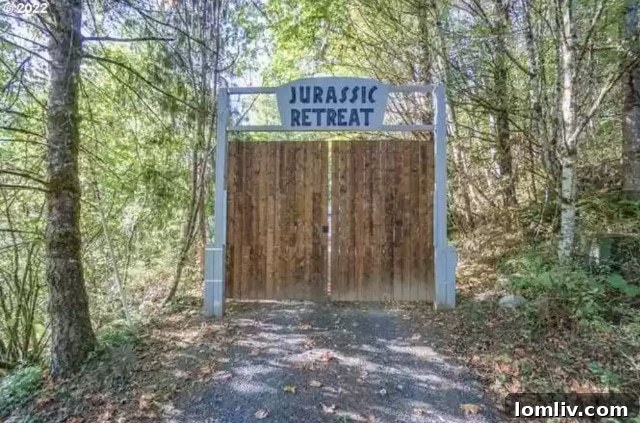 Exterior of a dinosaur-themed house for sale in Washougal, Washington