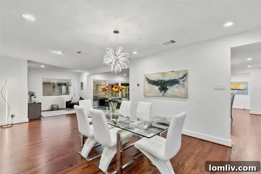Elegant Transitions: Open Concept Formal Dining and Cozy Reading Nook