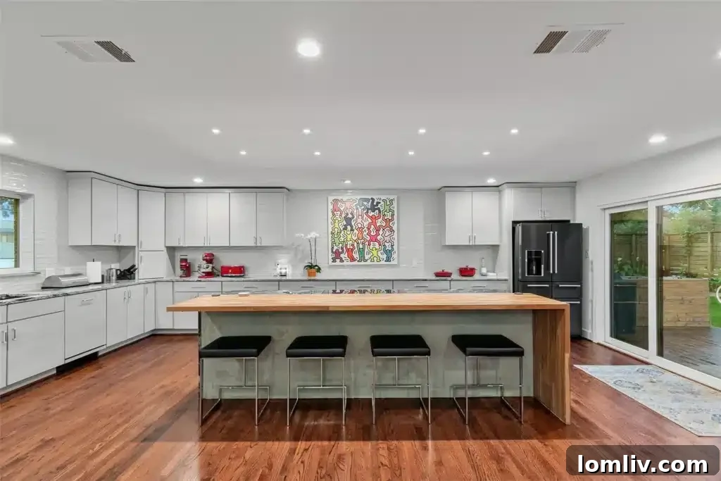 Modern Culinary Excellence: Butcher Block Island and Sleek Countertops