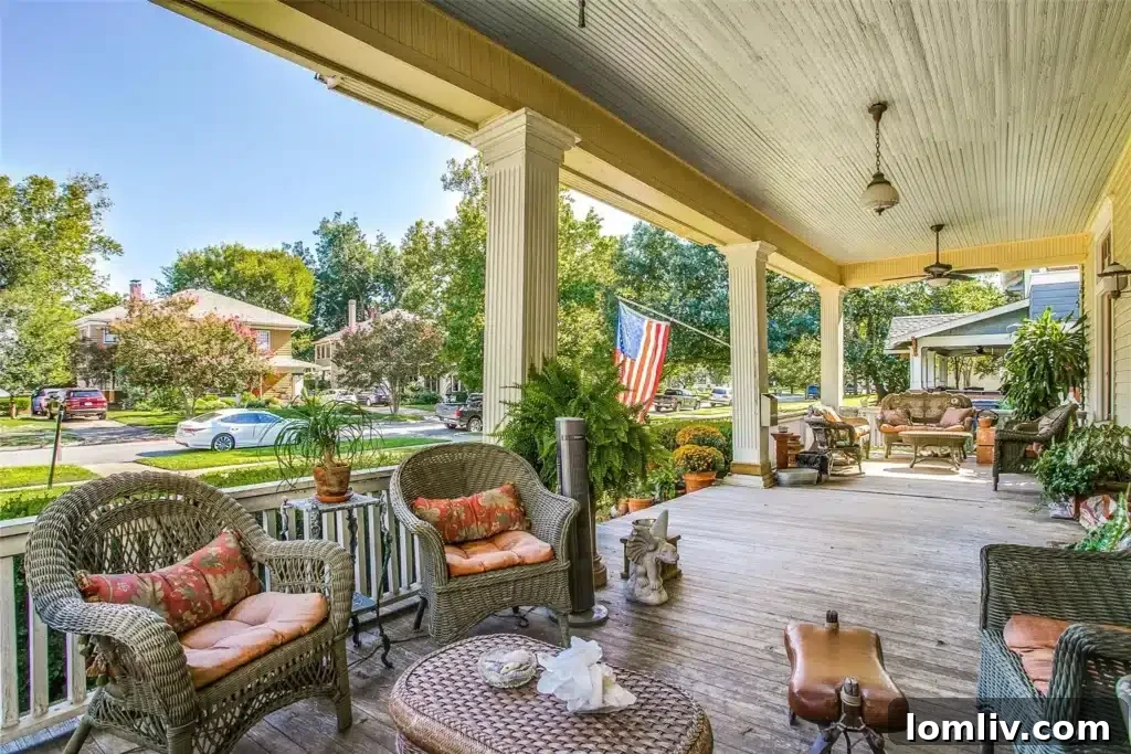 Historic porch at 5107 Junius in Munger Place