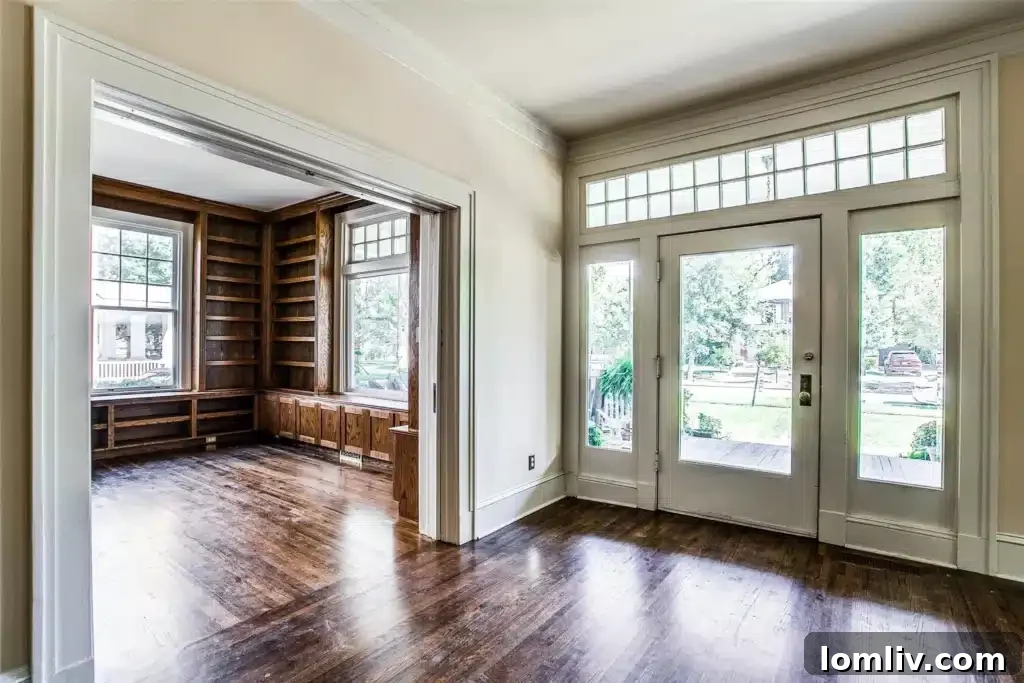 Interior view of 5107 Junius, showcasing historic details