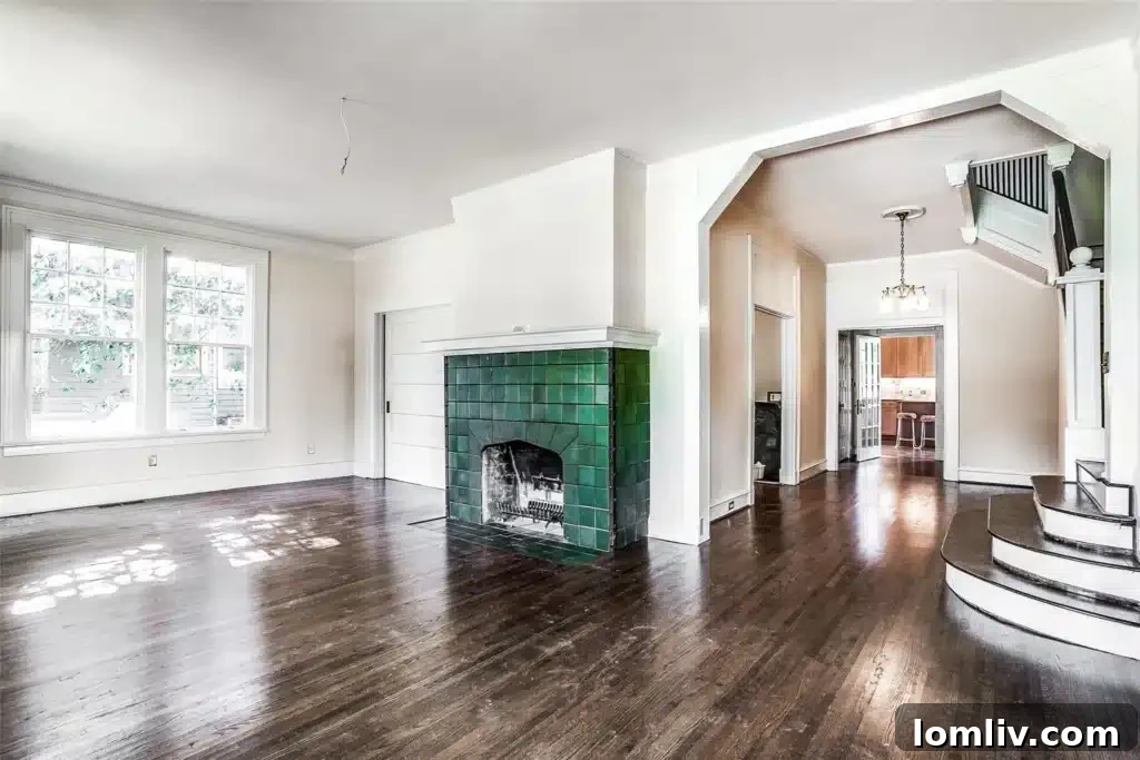 Historic fireplace in 5107 Junius living room