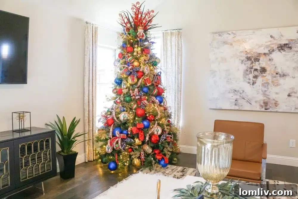 Spark Your Holiday Spirit: Tour McKinney's Trinity Falls Model Homes 3 Decorated holiday living room with a grand Christmas tree