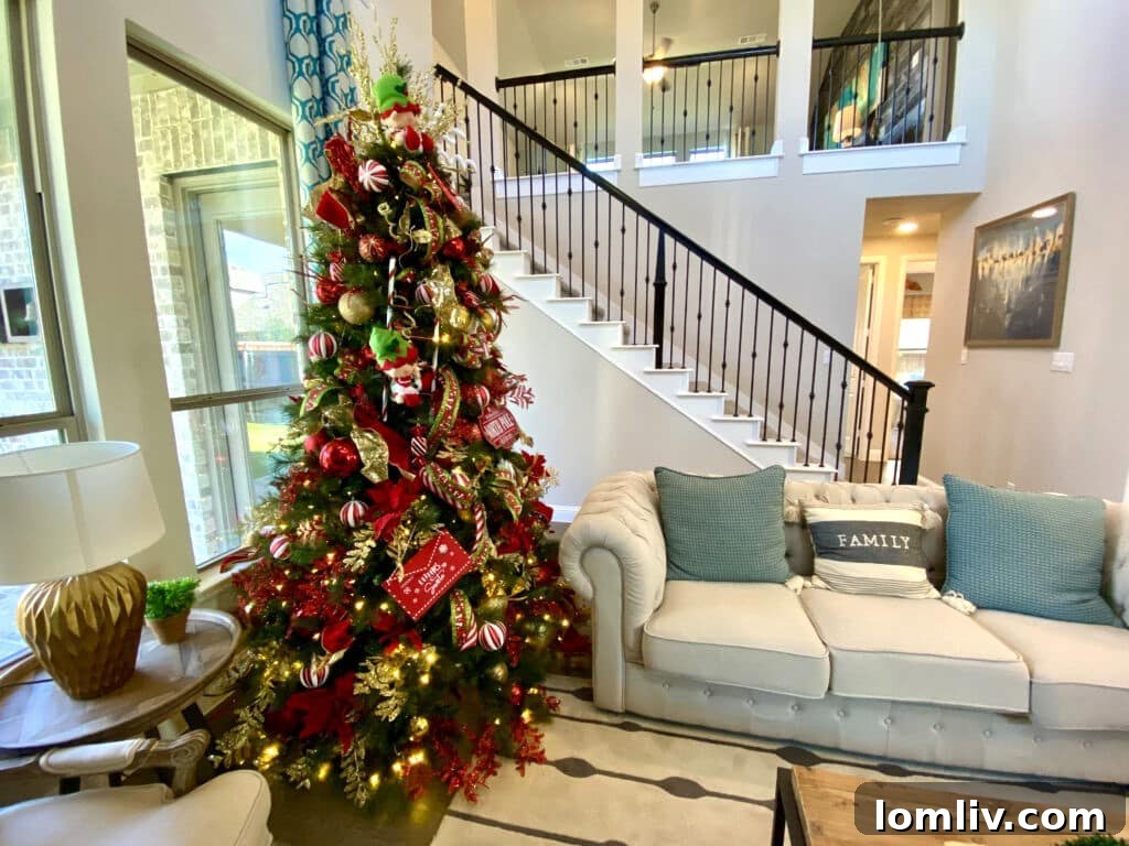 Spark Your Holiday Spirit: Tour McKinney's Trinity Falls Model Homes 4 Close-up of a beautifully decorated Christmas tree