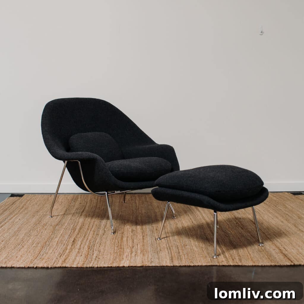 Restored Womb chair and Groovy chair by Selby House, embodying iconic design and custom upholstery