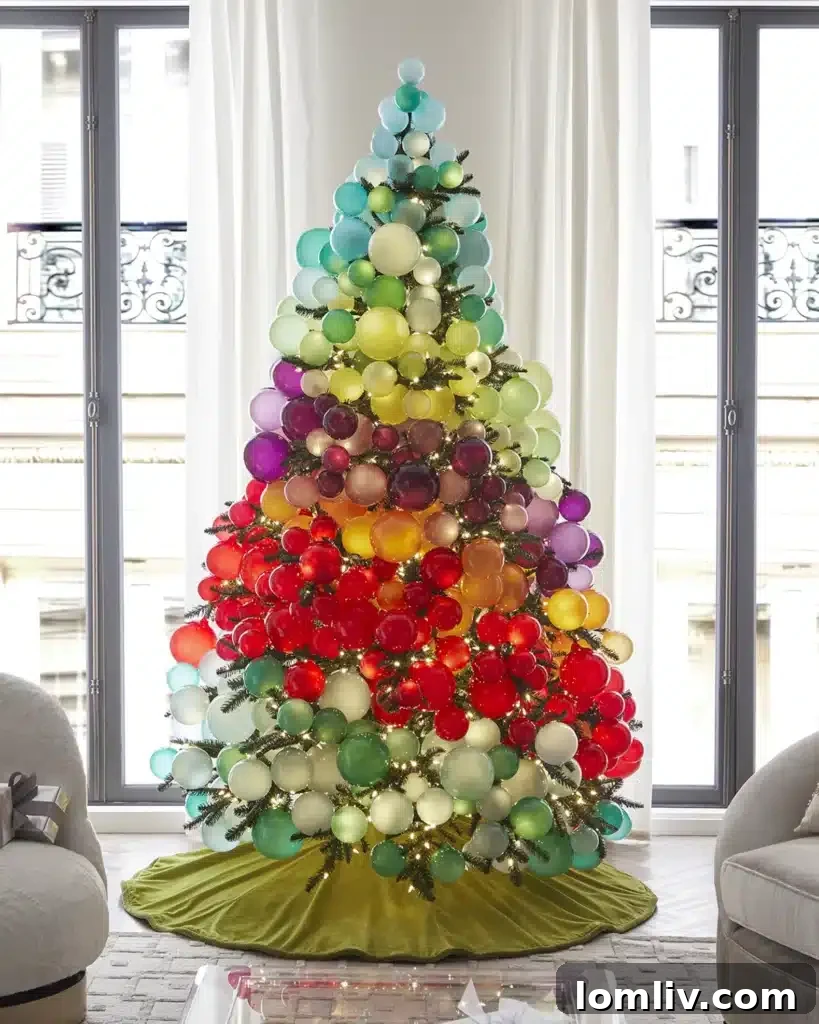 Over-the-top, luxury decorated Christmas tree