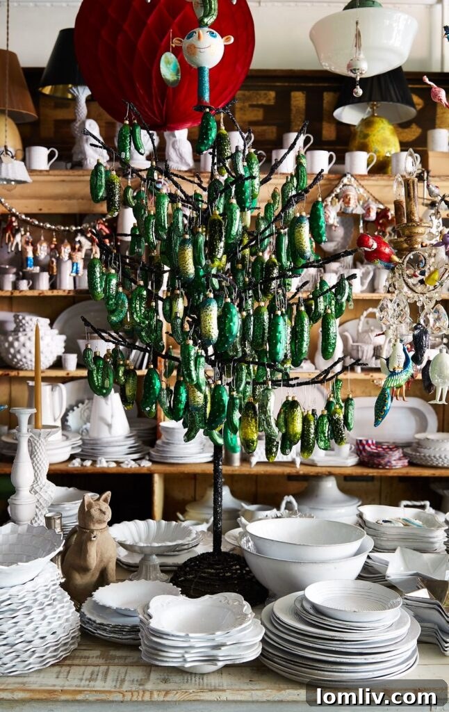 Dill Pickle ornament on a Christmas tree