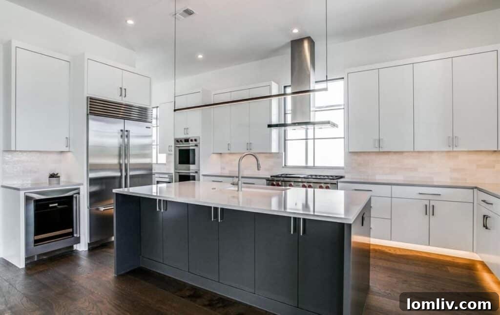 Elegant dining area with a custom glass wine room at 9851 Kingsway Ave
