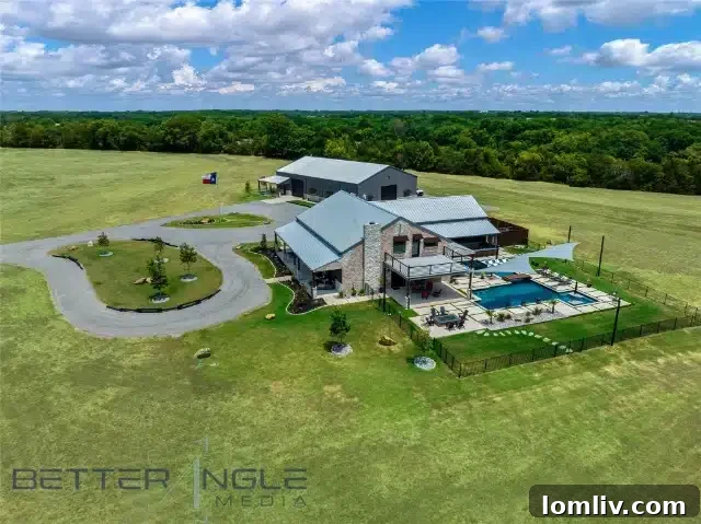 Expansive exterior view of the 47-acre Double L Ranch in Van Alstyne