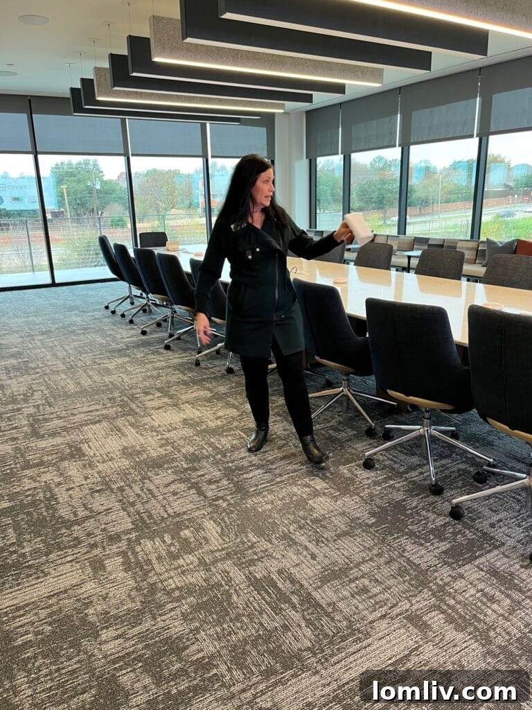 Ginny Haralson leads a tour of the innovative MetroTex new headquarters in Irving