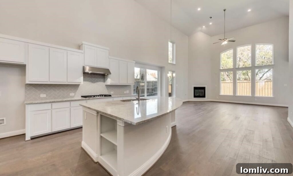 Modern kitchen with granite countertops and shaker cabinets