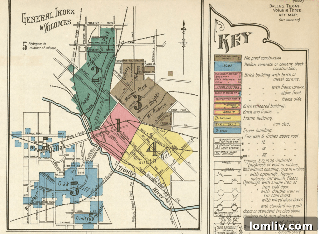 Example of Sanborn map notations and colors