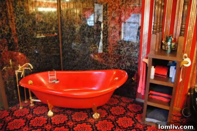 A dimly lit, carpeted room with an unusual setup, hinting at its unconventional use as a 'sex parlor'.