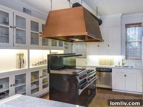 5215 Swiss Avenue Kitchen - Carrera Marble and Wolf Range