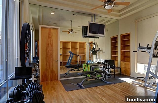 Spacious Home Exercise Room with Modern Equipment
