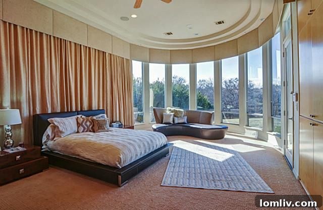 Luxury Master Bedroom with Curved Glass Walls