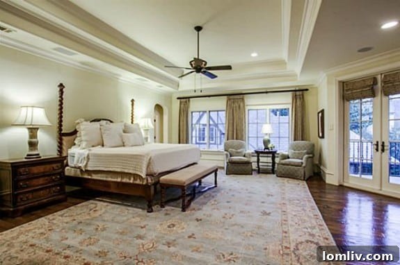 Spacious Master Bedroom with High Ceilings