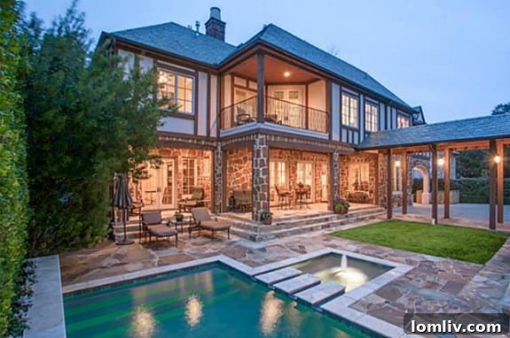 Stunning Backyard Pool with Spa and Water Features