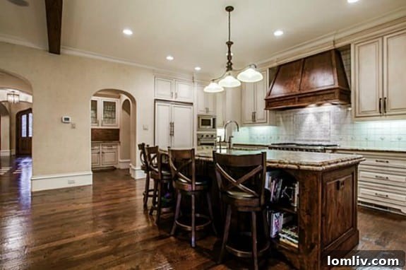 Kitchen Island with Seating and European Cabinetry