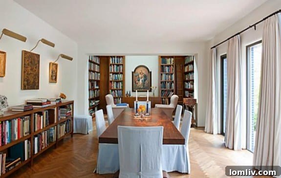 Elegant Dining Room and Library Combination at 3828 Turtle Creek
