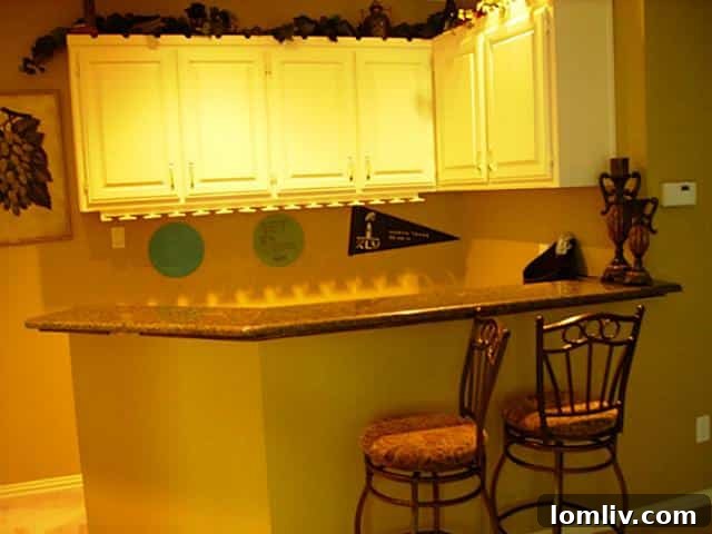 Wet bar area in the gameroom at 5219 Scarborough Lane, showing decorative fake greenery that could be removed for cleaner look