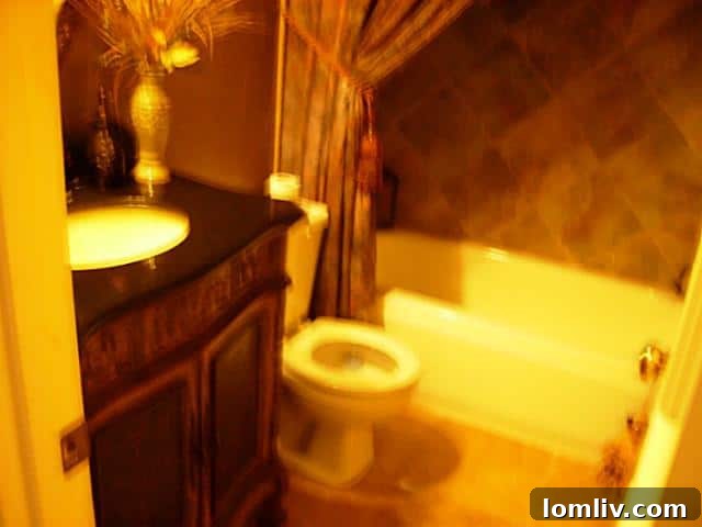 Bathroom at 5219 Scarborough Lane with an open toilet lid, a common oversight in home listing photos