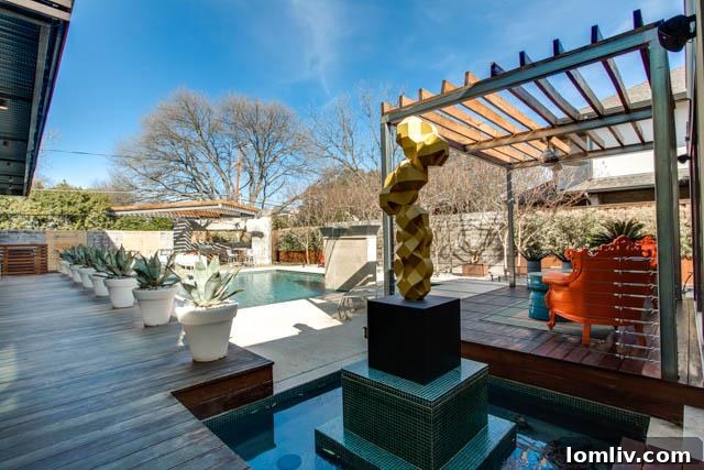 Outdoor cabana or lounge area next to the pool at 6607 Desco Drive
