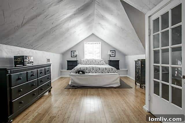 Luxurious Upstairs Master Suite with Pitched Ceiling