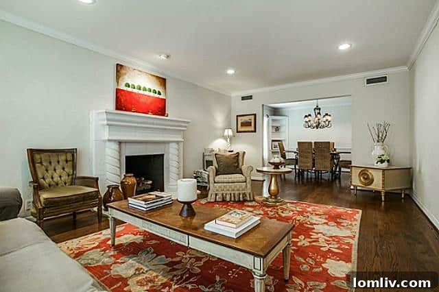 Friday Four Hundred: Charming Traditional Home in Stonewall Jackson Country 3 Spacious Living Room at 6055 Anita Street with Fireplace